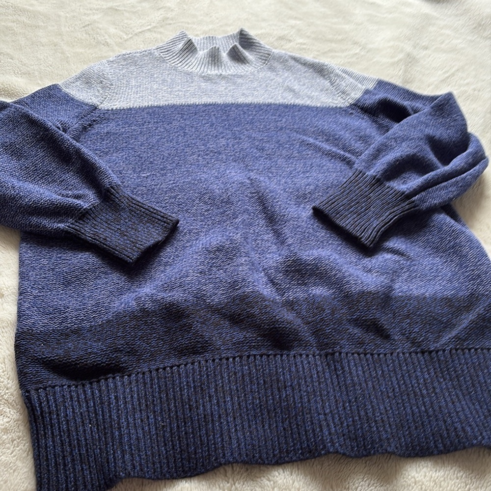 Penningtons 1X Plus Size 100% Cotton Colorblock Knit Sweater Blue Womens - Picture 5 of 9